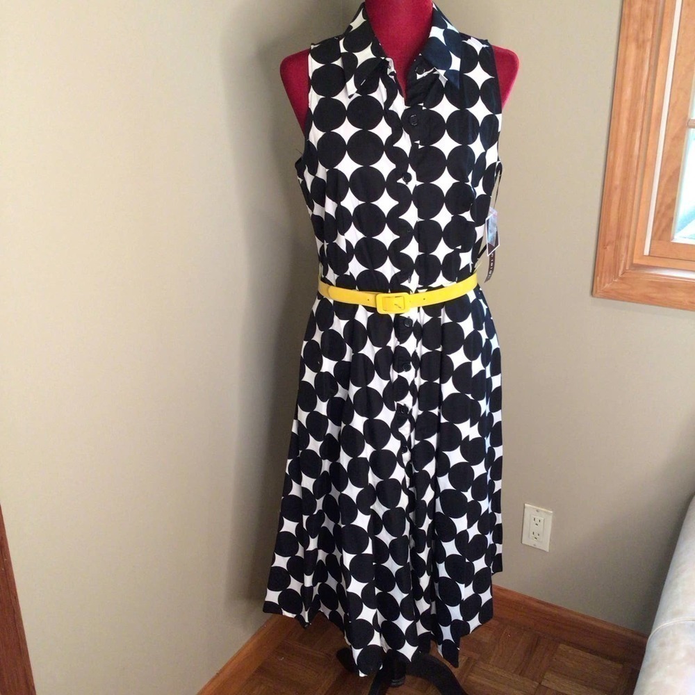 NWT Madison Leigh Rockabilly Cotton polk dot dress sz 10